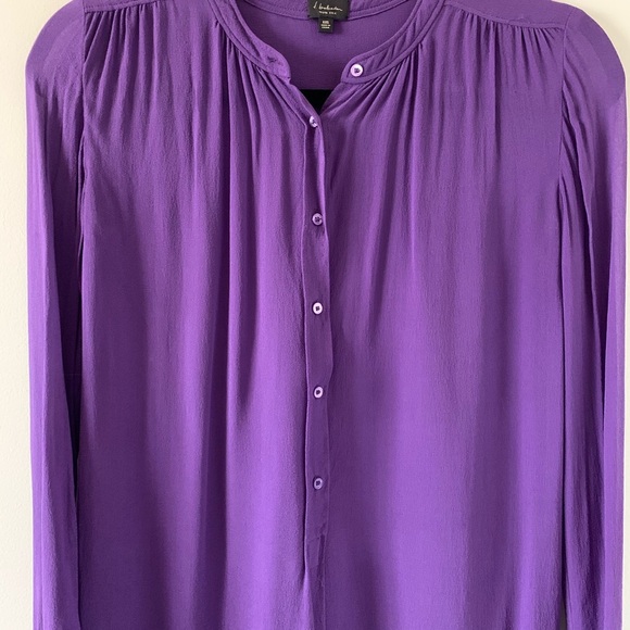 Aritzia Babaton Shirt Dress Button Down front Silk Long sleeve Purple Size XXS - Picture 14 of 16